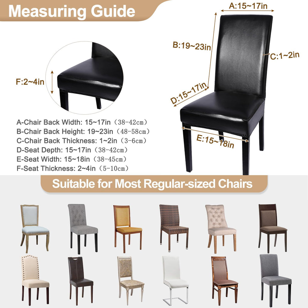 Waterproof PU Leather Dining Chair Covers Set of 4 Black J47857