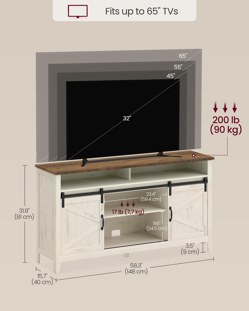 Tall Farmhouse TV Stand with Door I26814