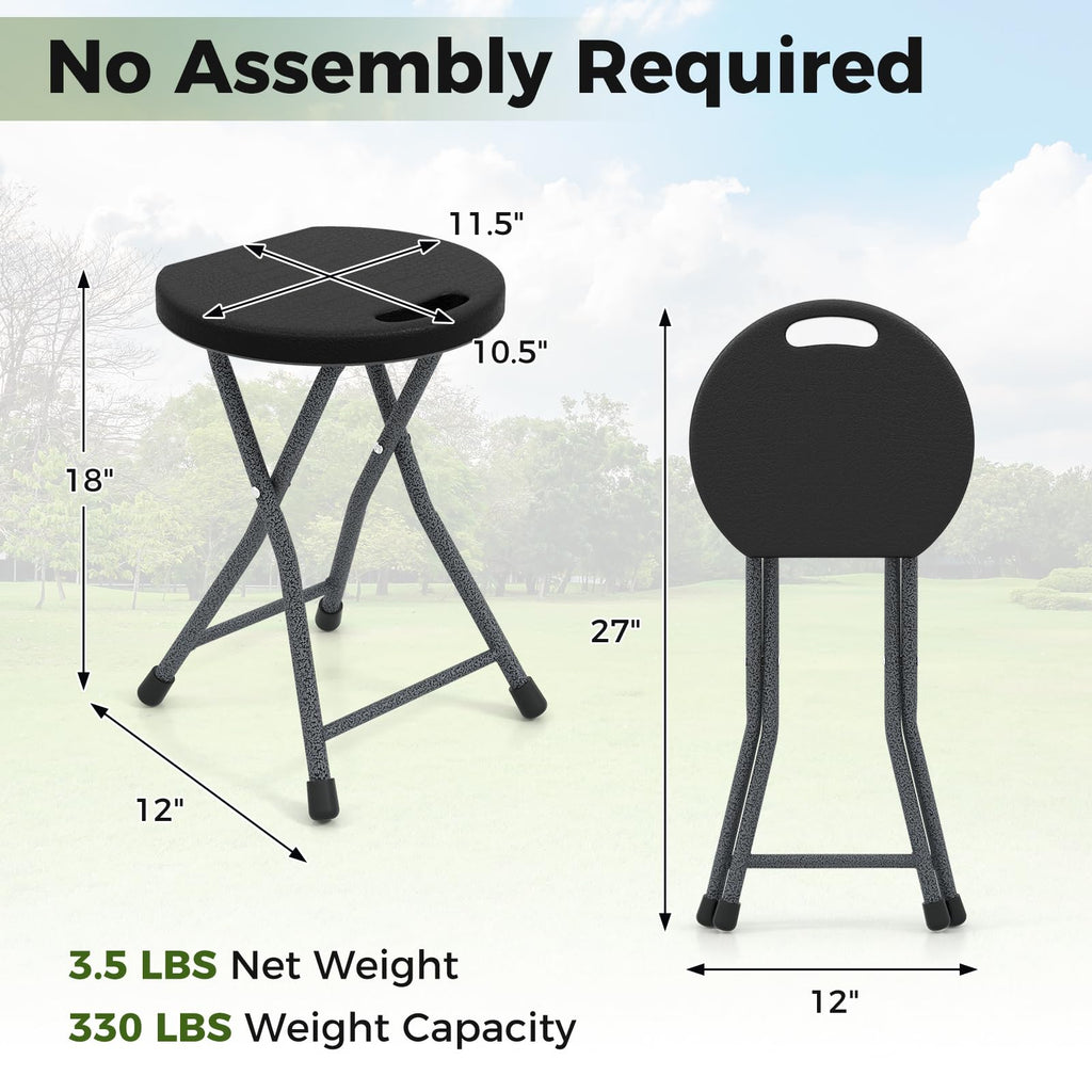 Black Folding Stool with Carry Handle 330lbs Capacity Y21801