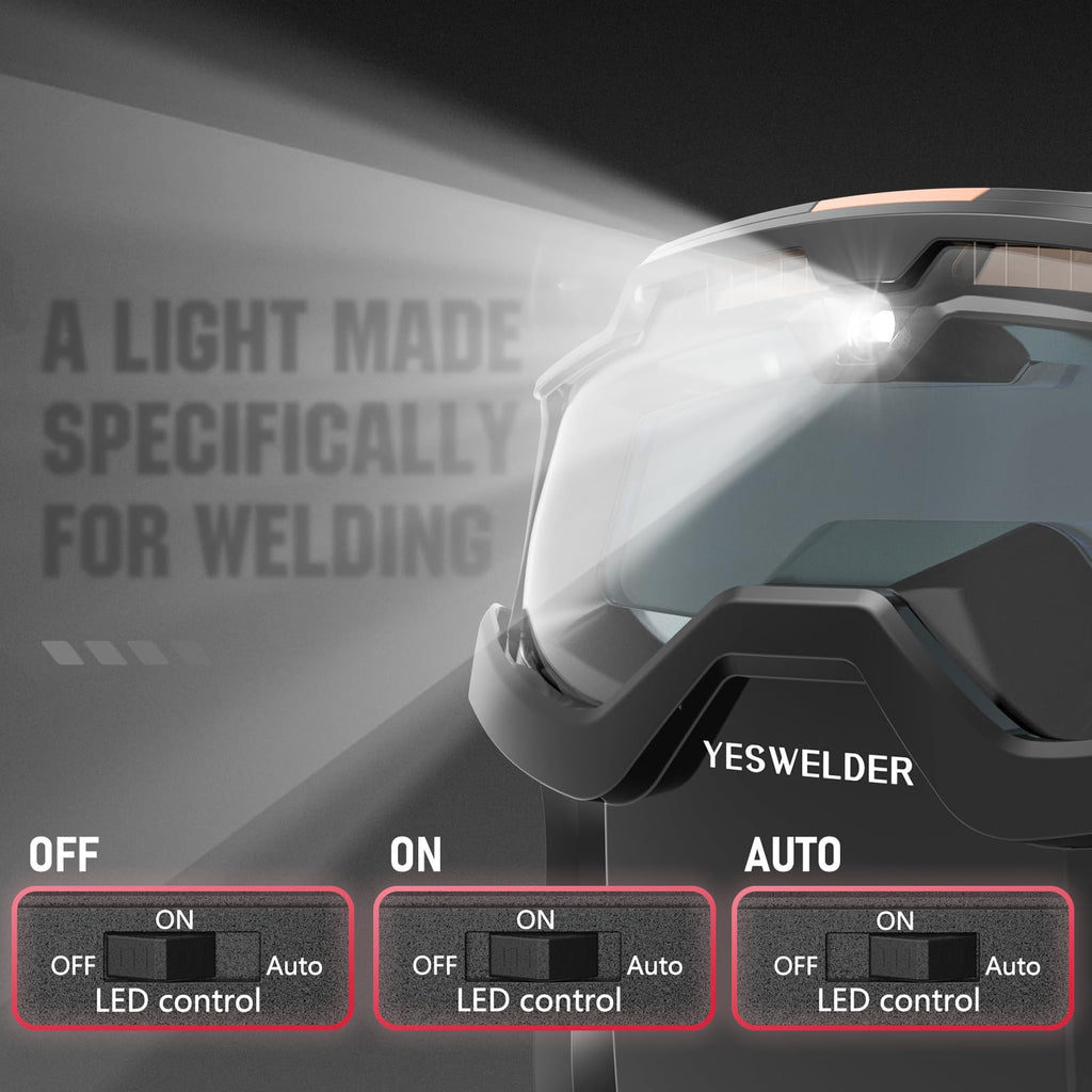 Auto-Darkening Welding Goggles with LED Light and Face Shield T46508