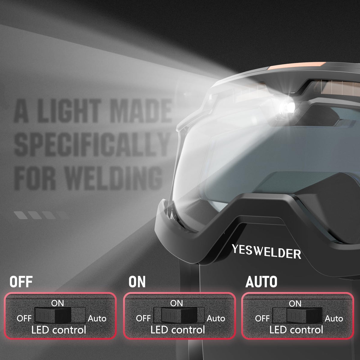 Auto-Darkening Welding Goggles with LED Light and Face Shield T46508