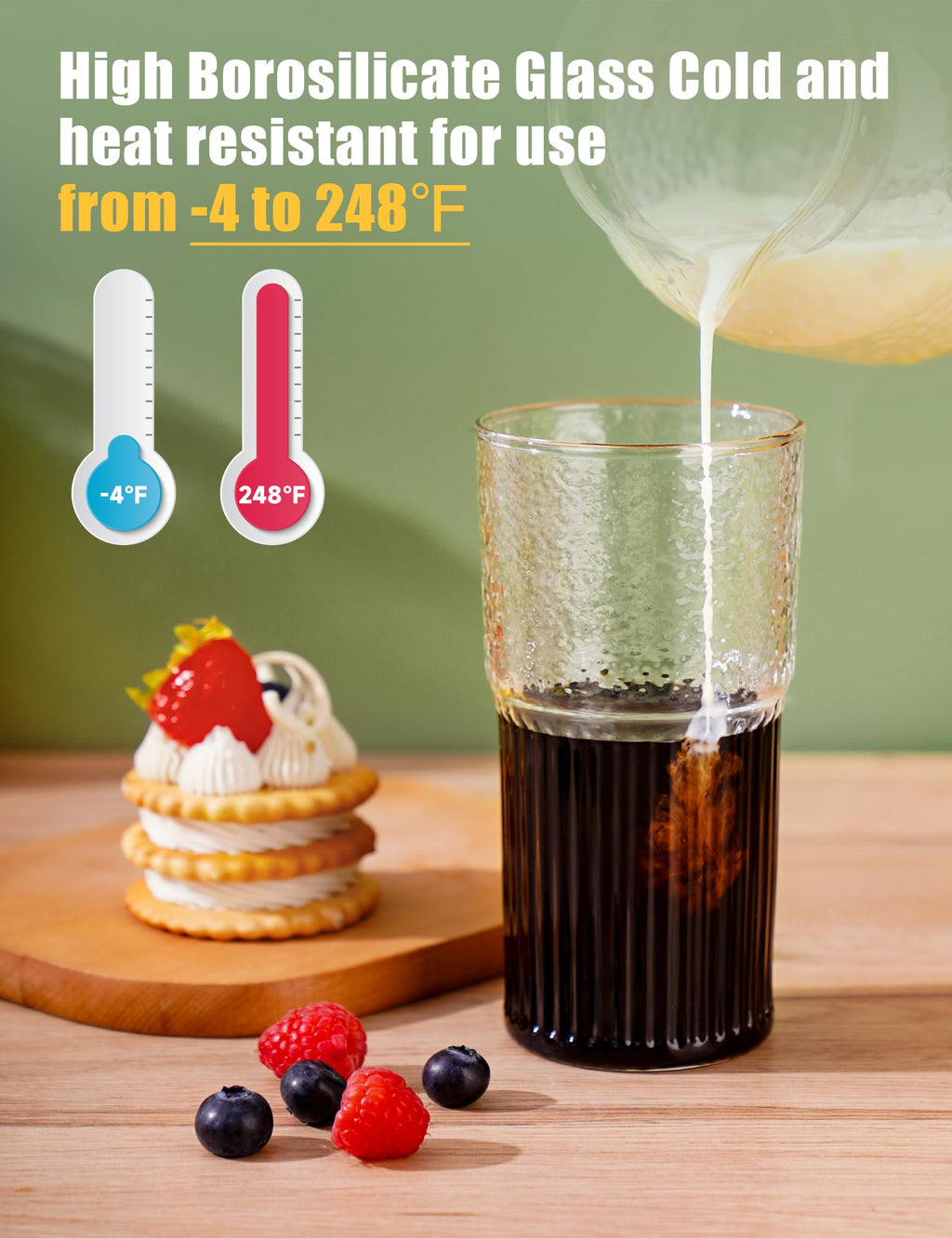 High Borosilicate Glass Tumbler Cup with Lid and Straw, 22oz Clear 2 Pack G87529