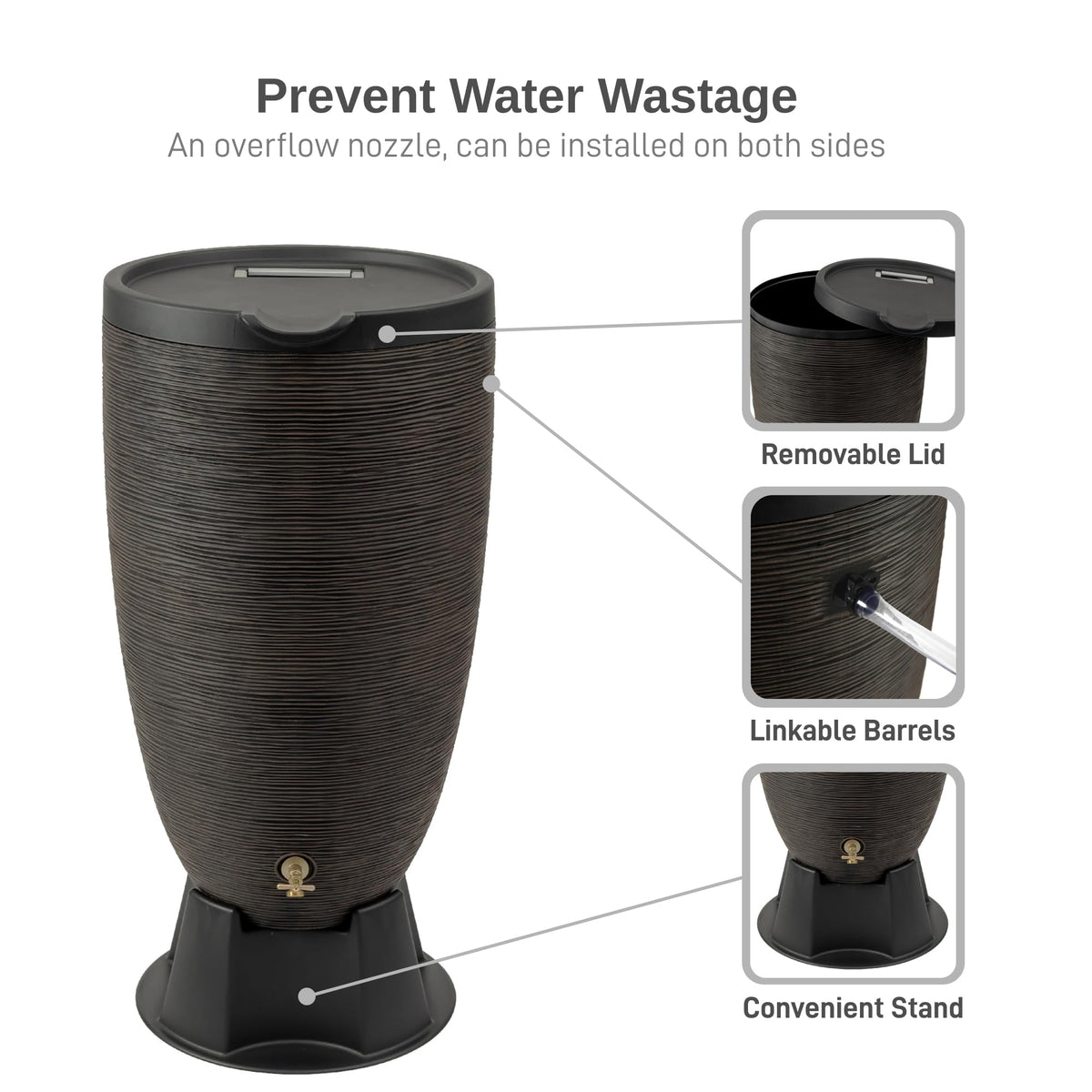 50-Gallon Rain Barrel with Stand and Removable Lid G46922