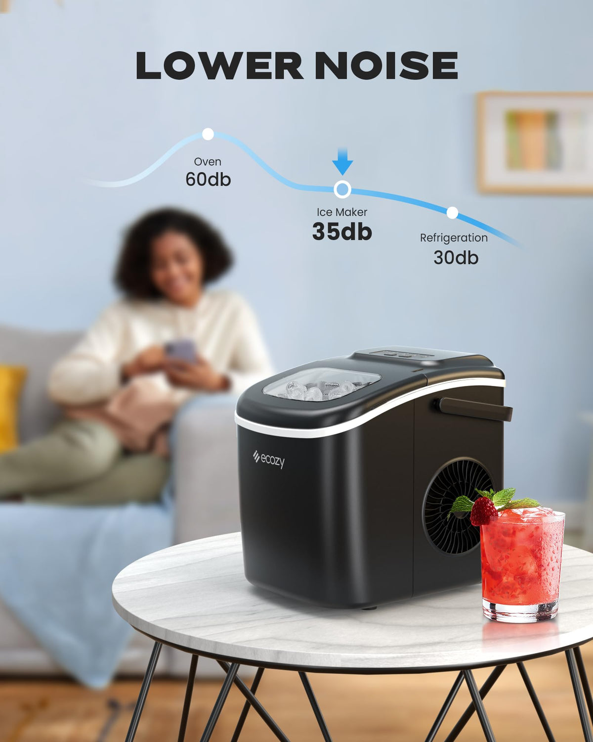 Countertop Ice Maker with Carry Handle, 26lbs/24Hrs D194