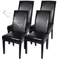Waterproof PU Leather Dining Chair Covers Set of 4 Black J47857