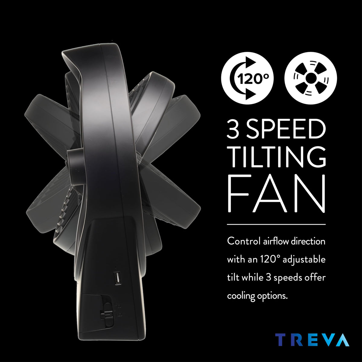 Rechargeable Battery Powered 3-Speed Personal Fan V317198