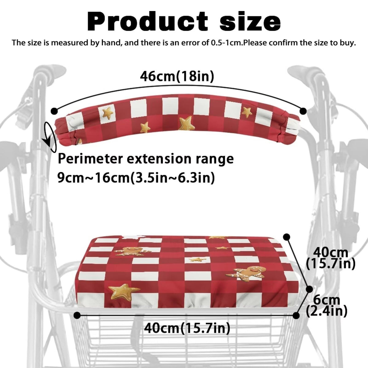 Red Lattice Rollator Walker Accessories Seat and Backrest Rollbar Covers Washable D44657
