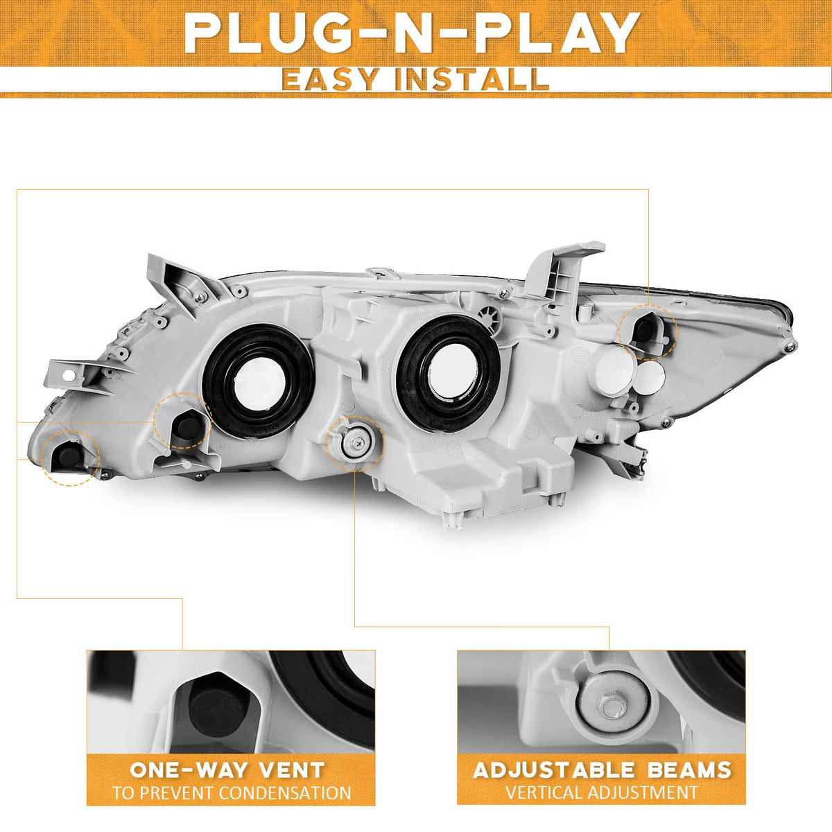 Anti-Fogging Headlights Assembly for Toyota Camry I1129