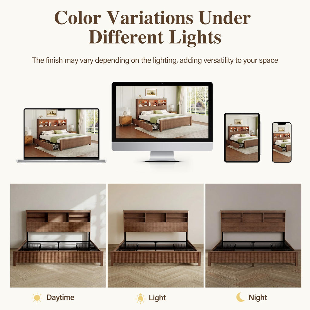Queen Size Bed Frame with 4 Storage Drawers L5300