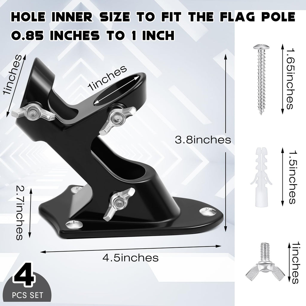 4 Pcs Black Flag Pole Holder H2149