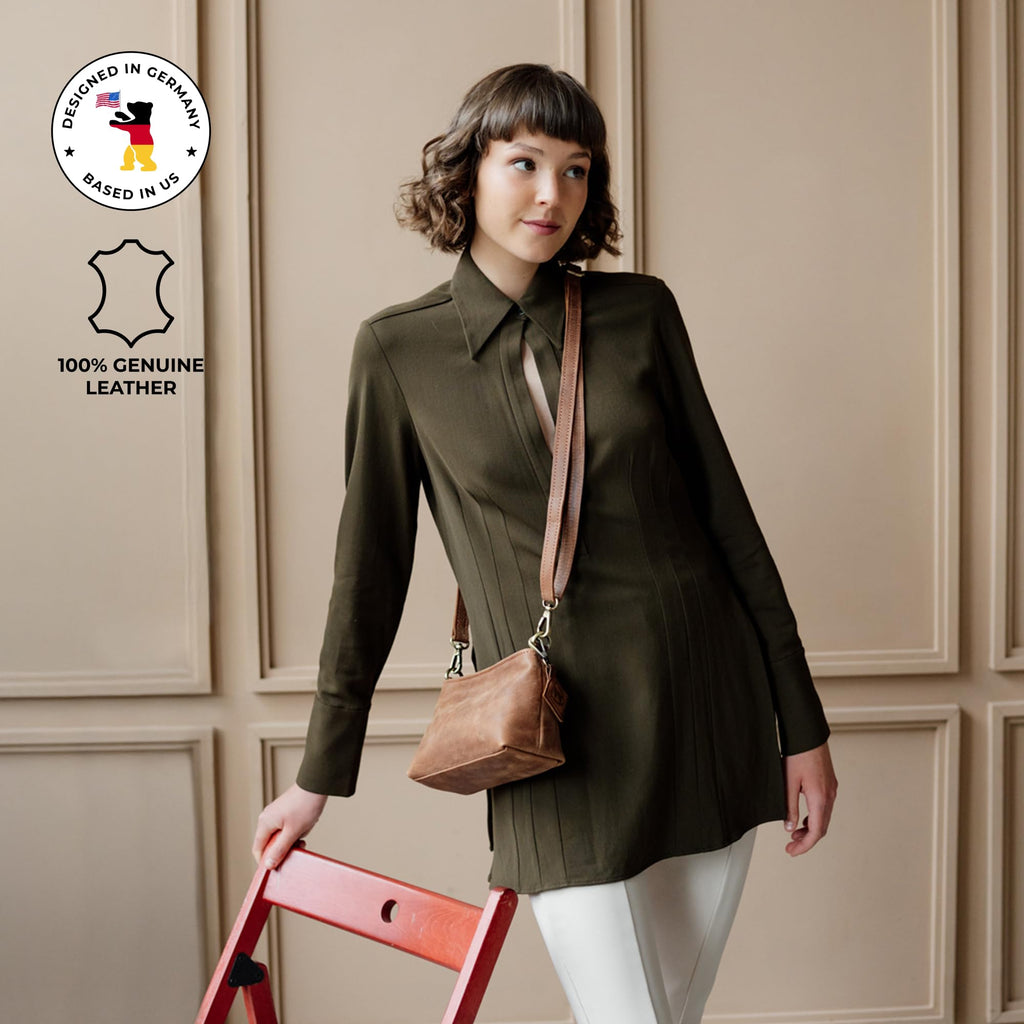 Full Grain Leather Crossbody Purse Z4395