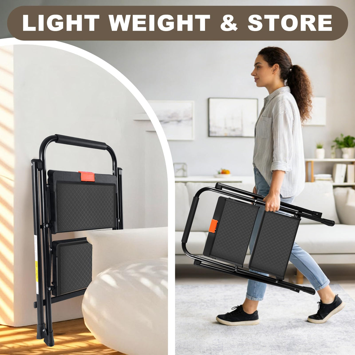 2 Step Steel Ladder with Anti-Slip Pedal N859