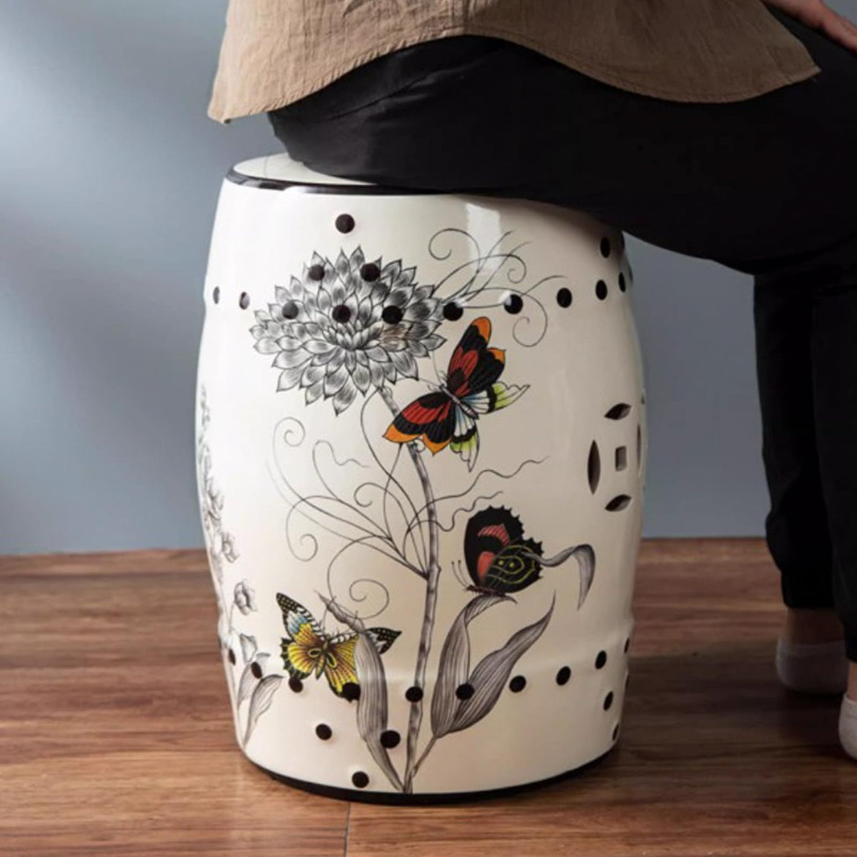 Glazed Ceramic Garden Stool B4222
