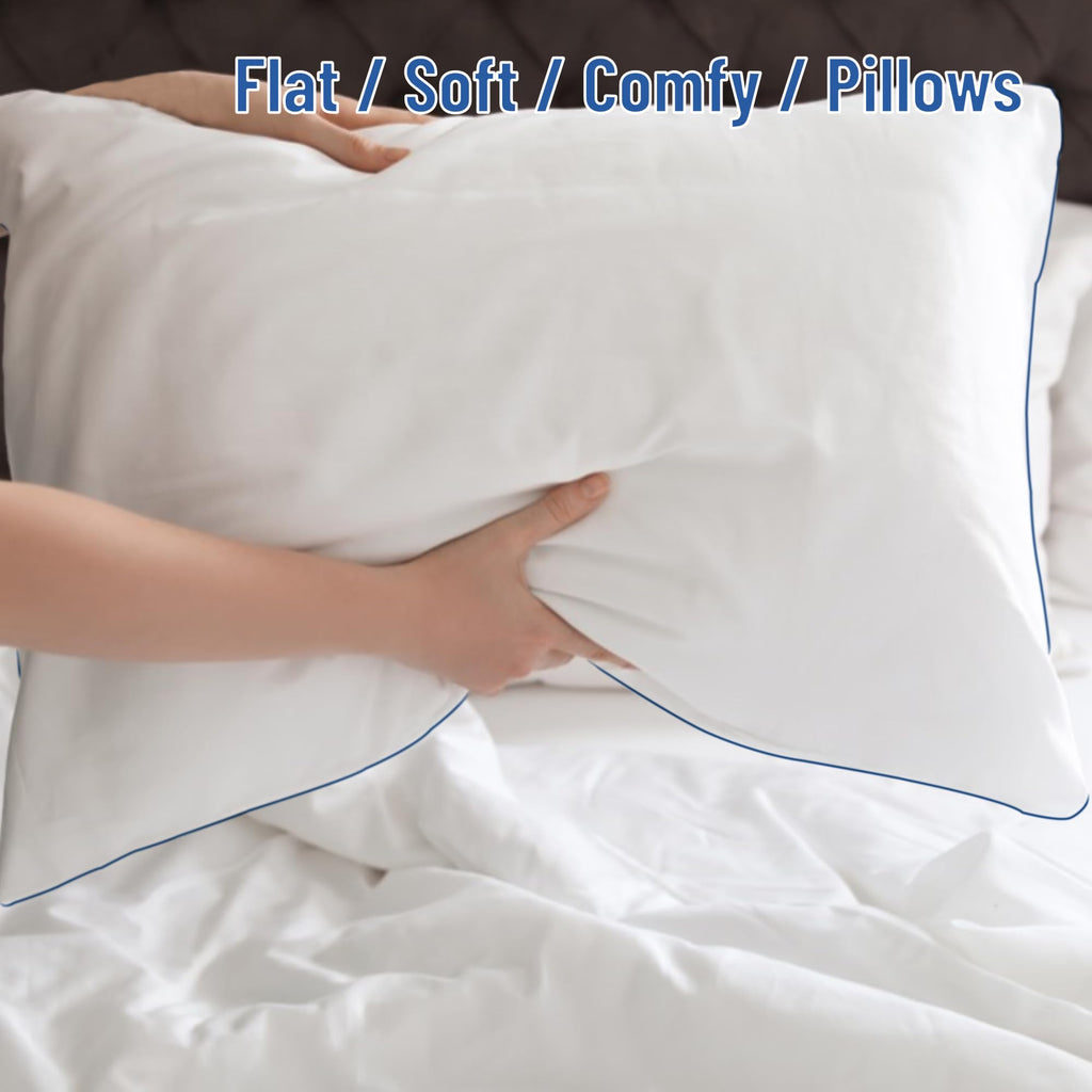 Soft Thin Standard Size Pillows Set of 2 with Down Alternative Fill White Y172435