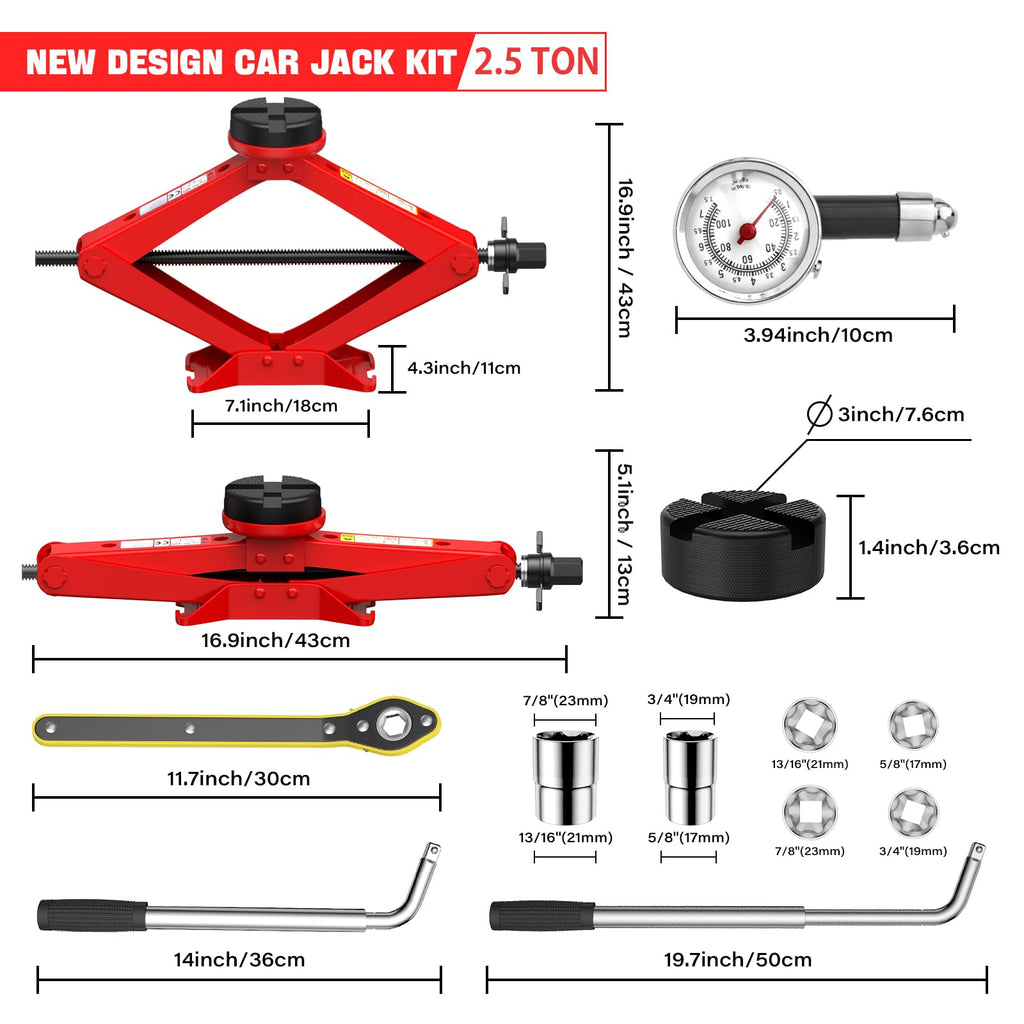 2.5 Ton Car Jack Kit with Lug Wrench Y34215