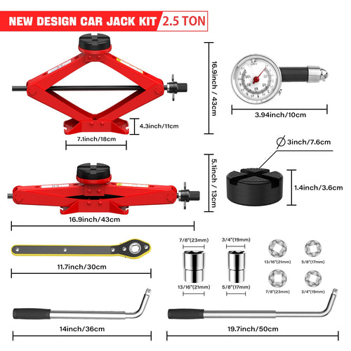2.5 Ton Car Jack Kit with Lug Wrench Y34215