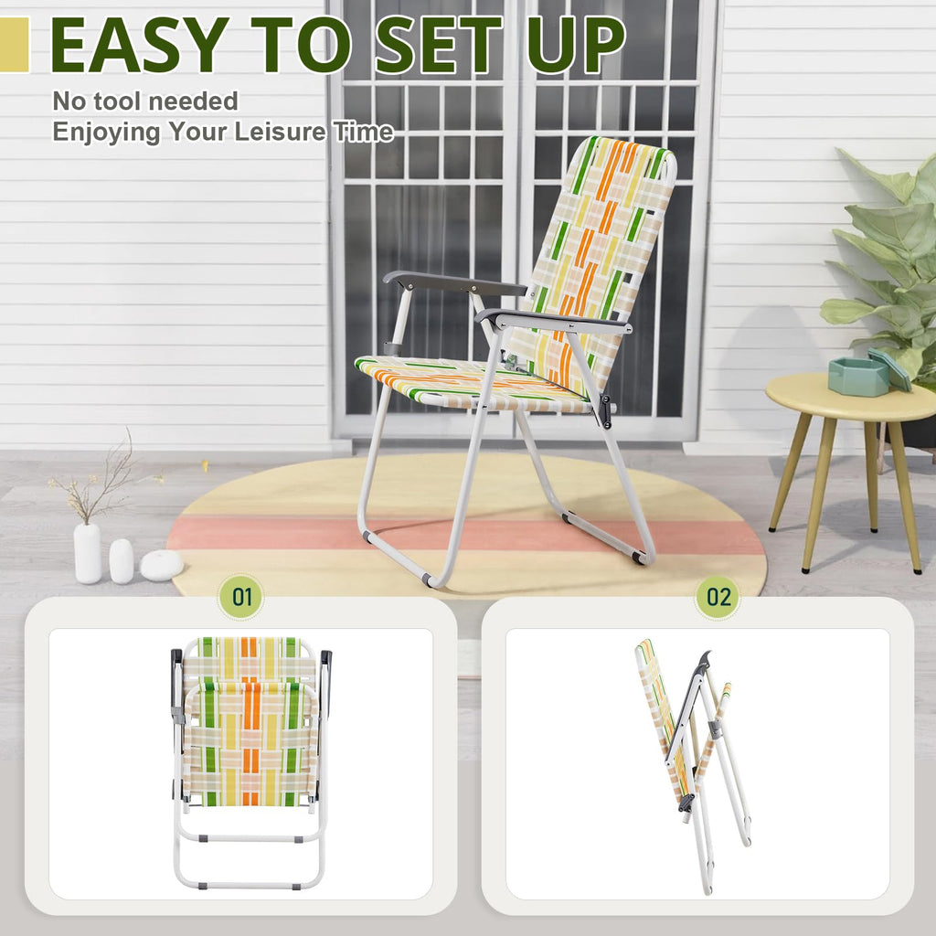 Yellow & Green Set of 2 Oversized Foldable Beach Chairs G4958