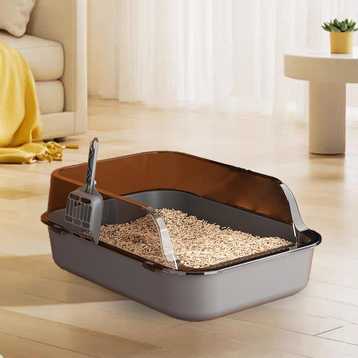 Open Top Sifting Litter Box Gray Z9705