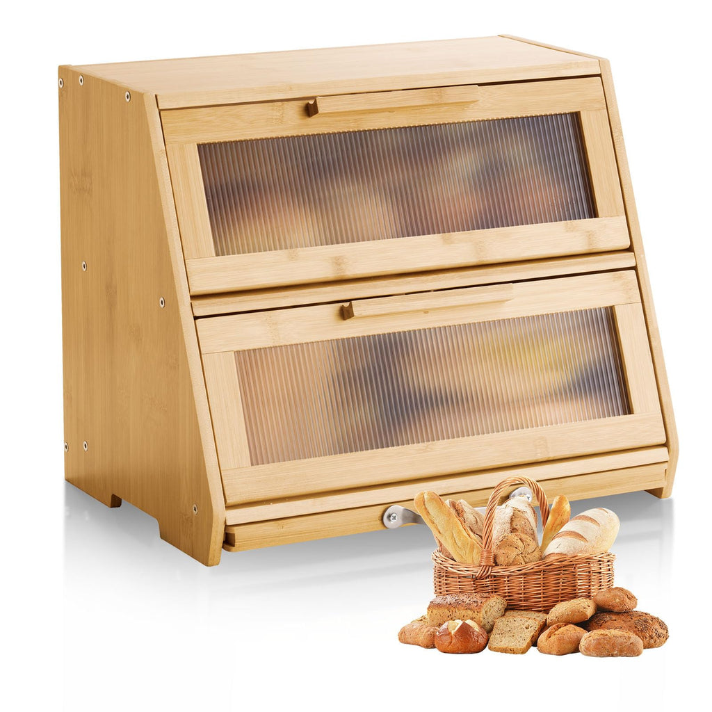 Large Capacity Bamboo Bread Box B534927
