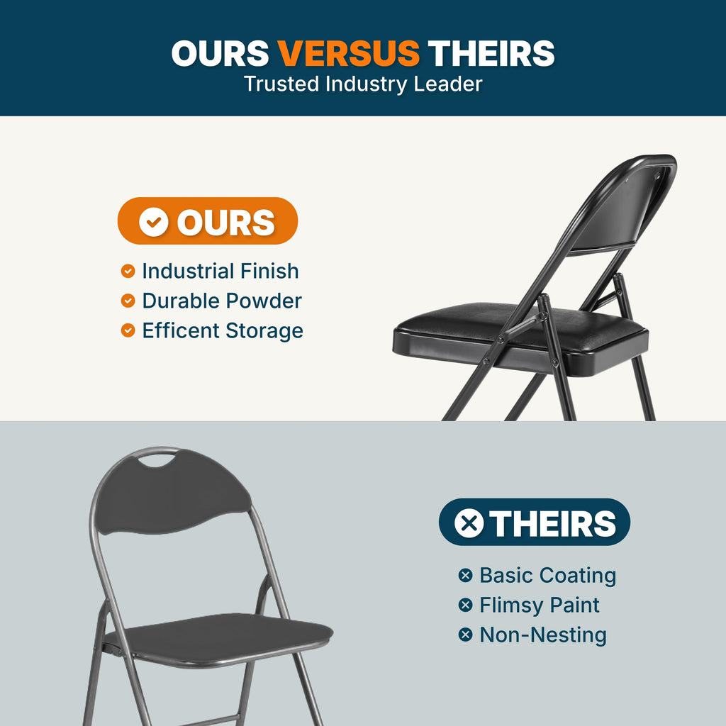 Black Vinyl Padded Steel Folding Chairs 4-Pack V86124