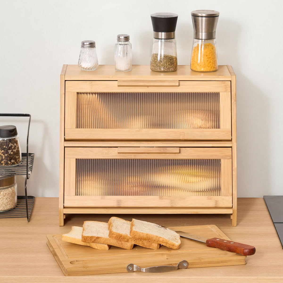 Large Capacity Bamboo Bread Box B534927