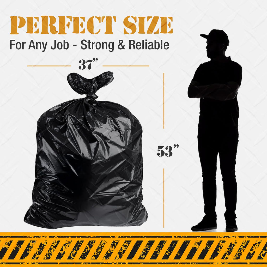 55 Gallon Heavy Duty 3 Mil Black Trash Bags 50 Ct H64898