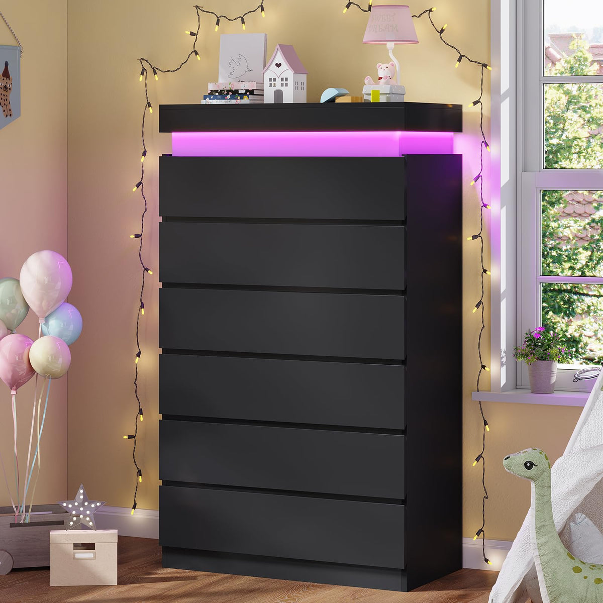 Black 6 Drawer Dresser Z8693