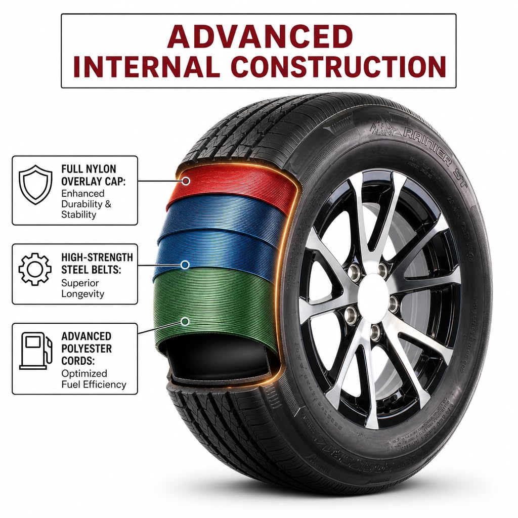 2-Pack Radial Trailer Tire Rim Assembly ST205/75R15 5 Lug Black O780