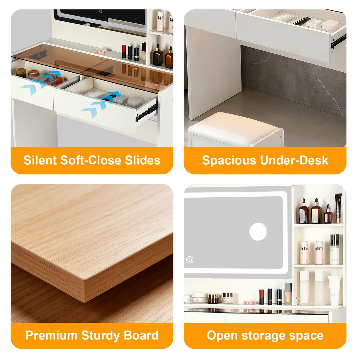 White Makeup Vanity Desk with LED Mirror Y767