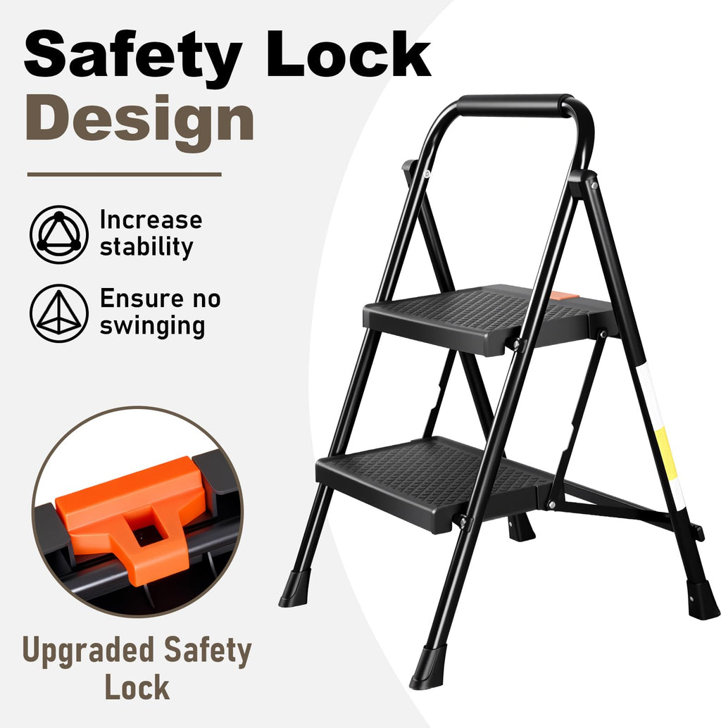 2 Step Steel Ladder with Anti-Slip Pedal N859