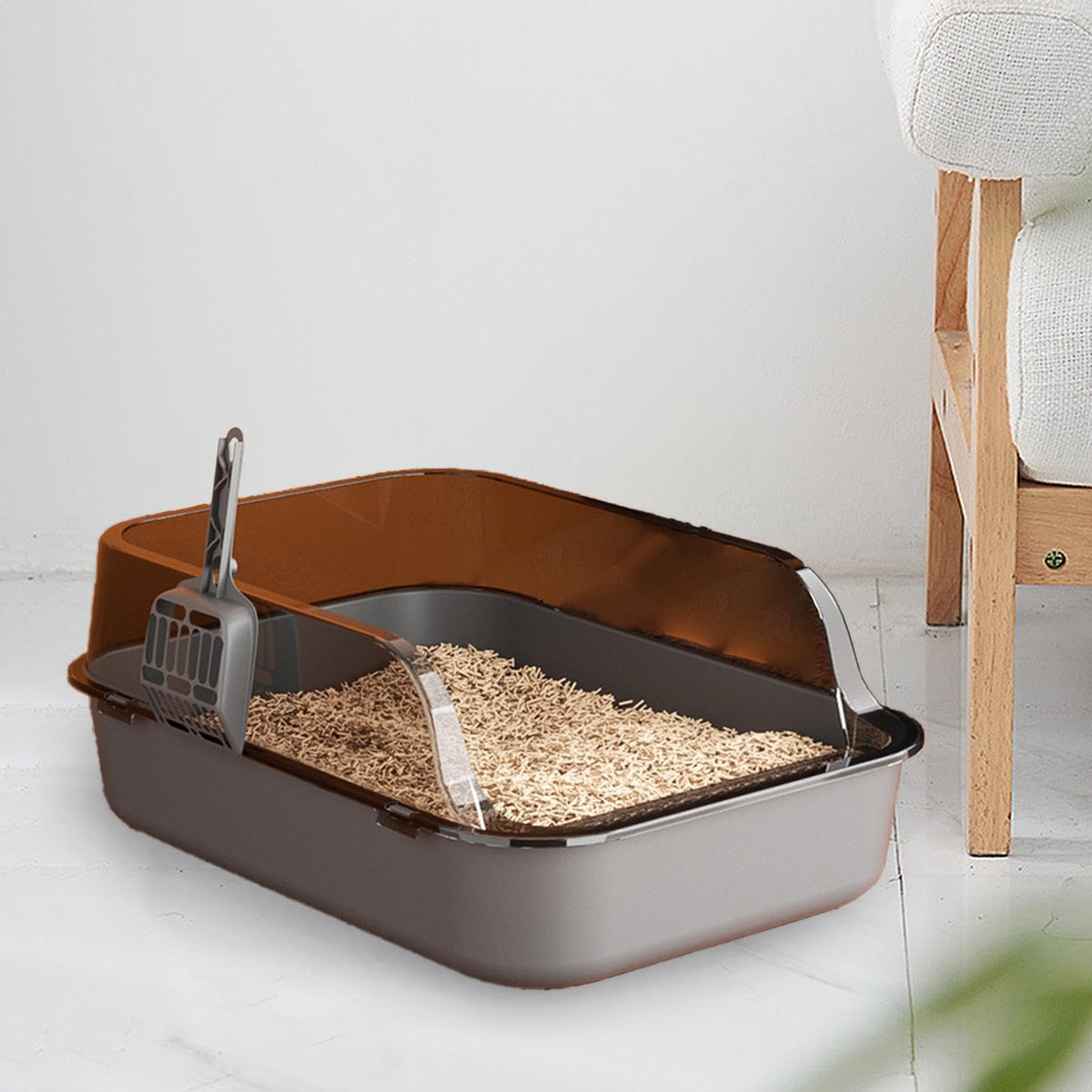 Open Top Sifting Litter Box Gray Z9705