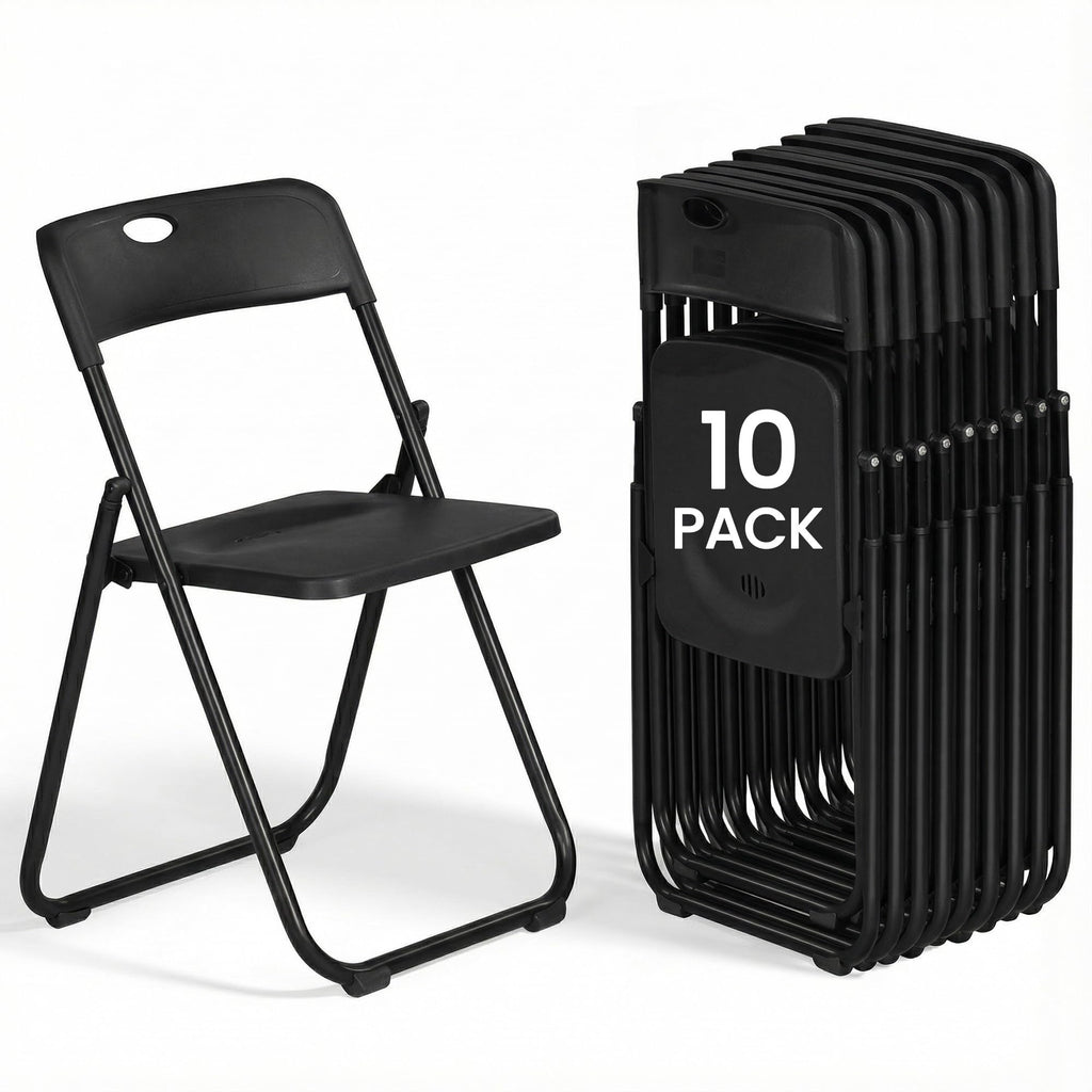 Black Plastic Folding Chairs 10 Pack R522540