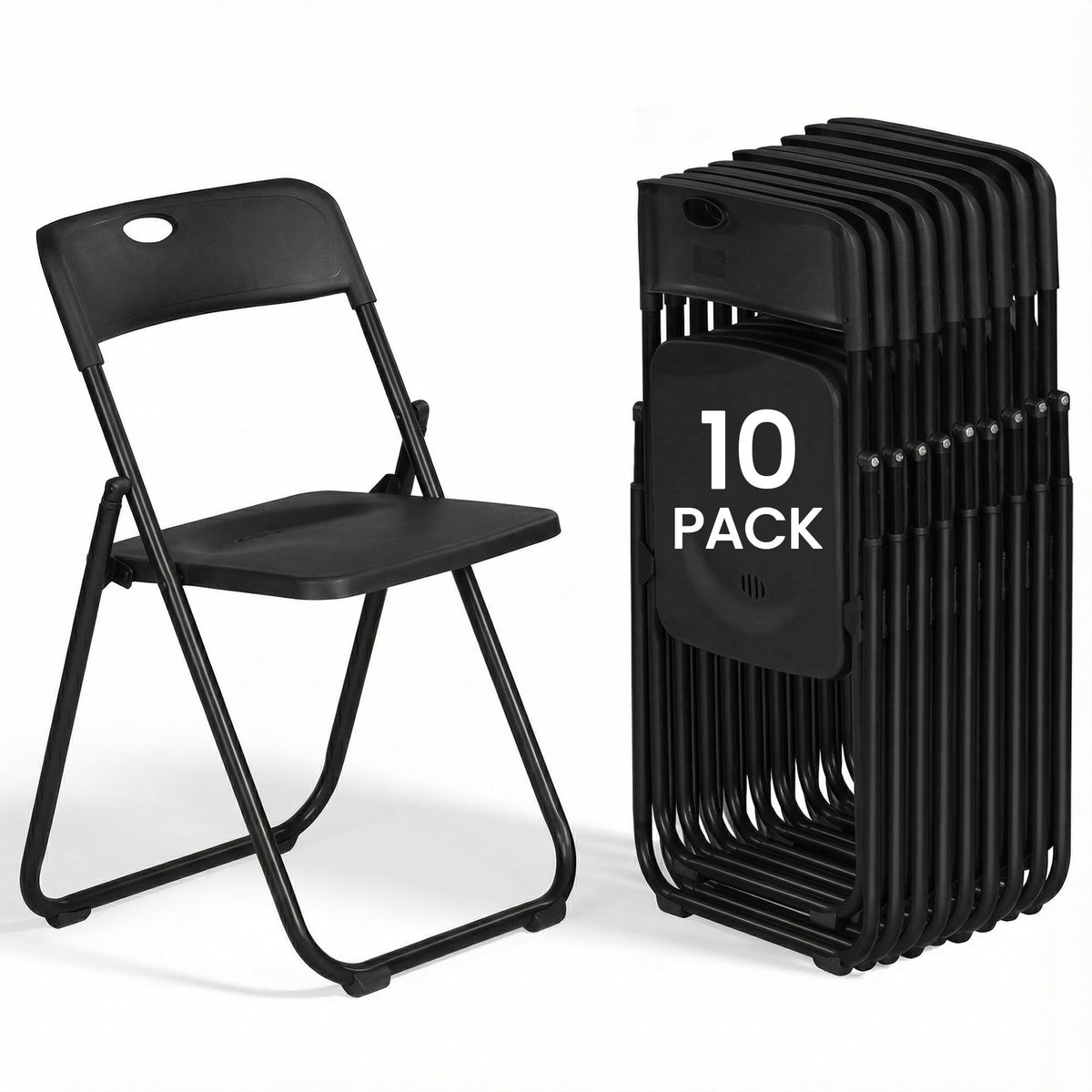 Black Plastic Folding Chairs 10 Pack R522540