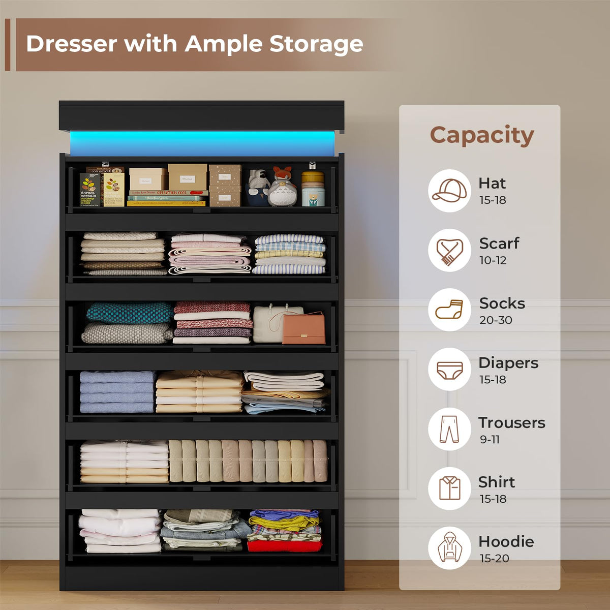 Black 6 Drawer Dresser Z8693
