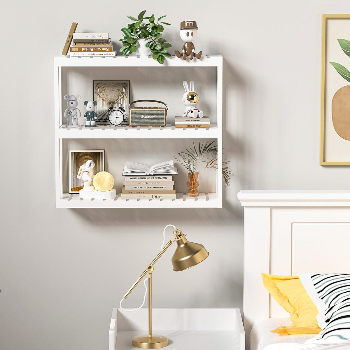 White 3 Tier Bamboo Bathroom Shelves U25453