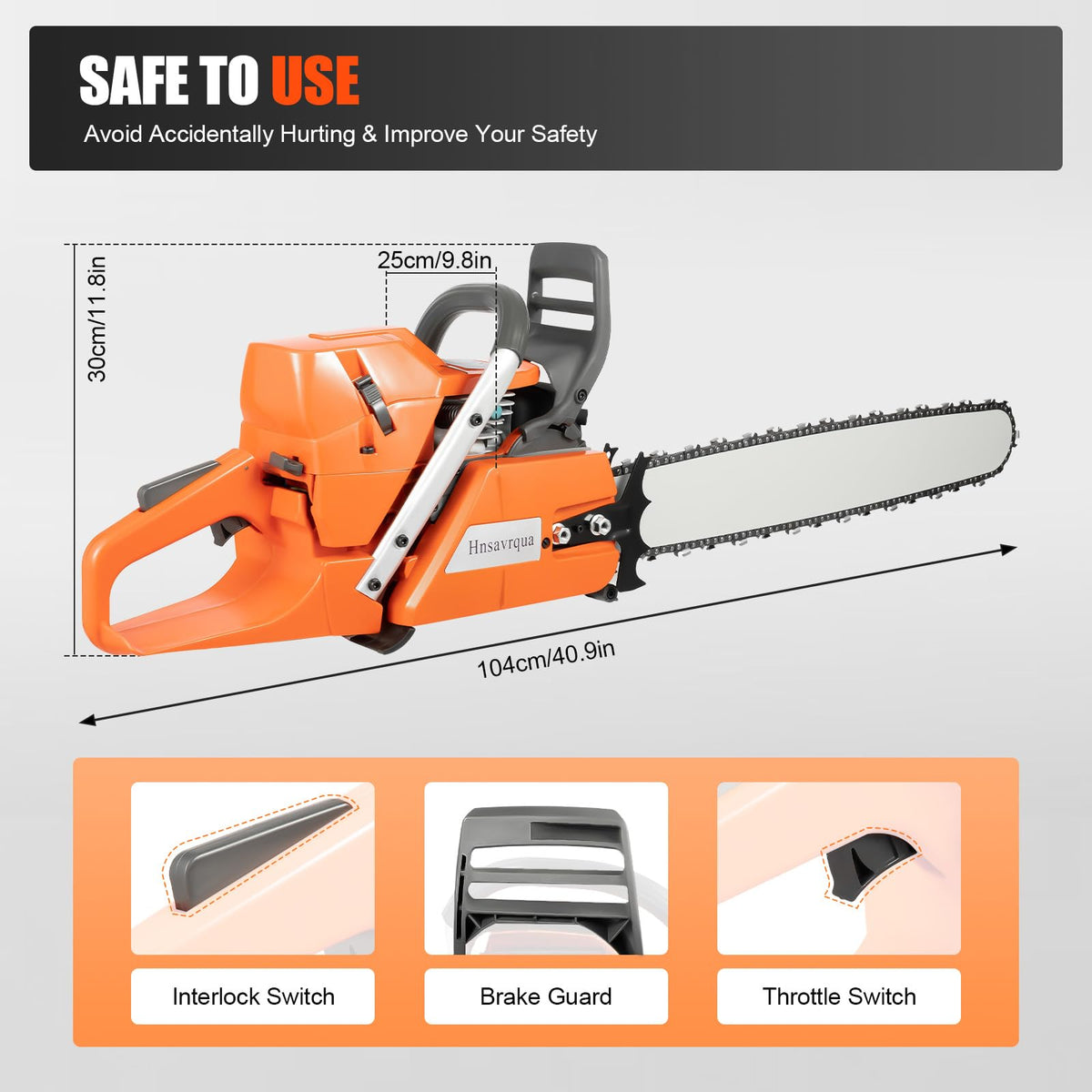 24 Inch 71.8CC 2-Stroke Gas Chainsaw I325