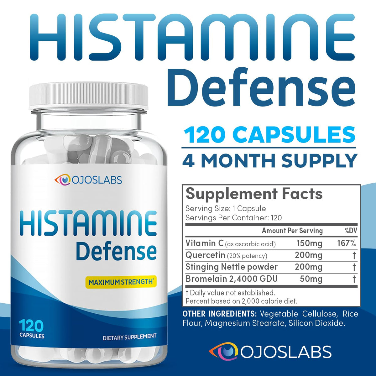 120 Capsules Natural D-Hist Supplement A4573