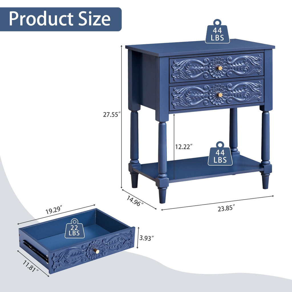 Farmhouse Bedside Table with 2 Drawers D21910