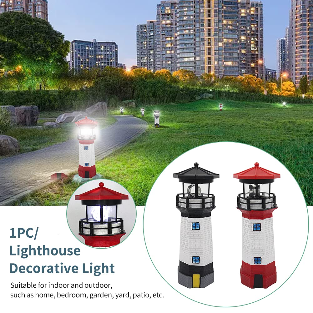 Solar Lighthouse Outdoor Decor with Rotating Beacon L103397