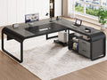 61" Grey L Shaped Desk with Drawer P665937