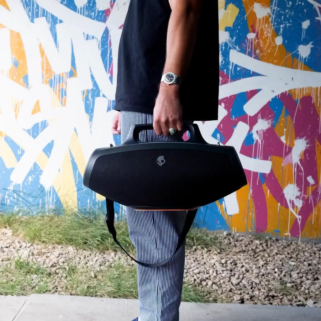 Water-Resistant Wireless Portable Bluetooth Boombox Speaker with LED Lightshow R7358