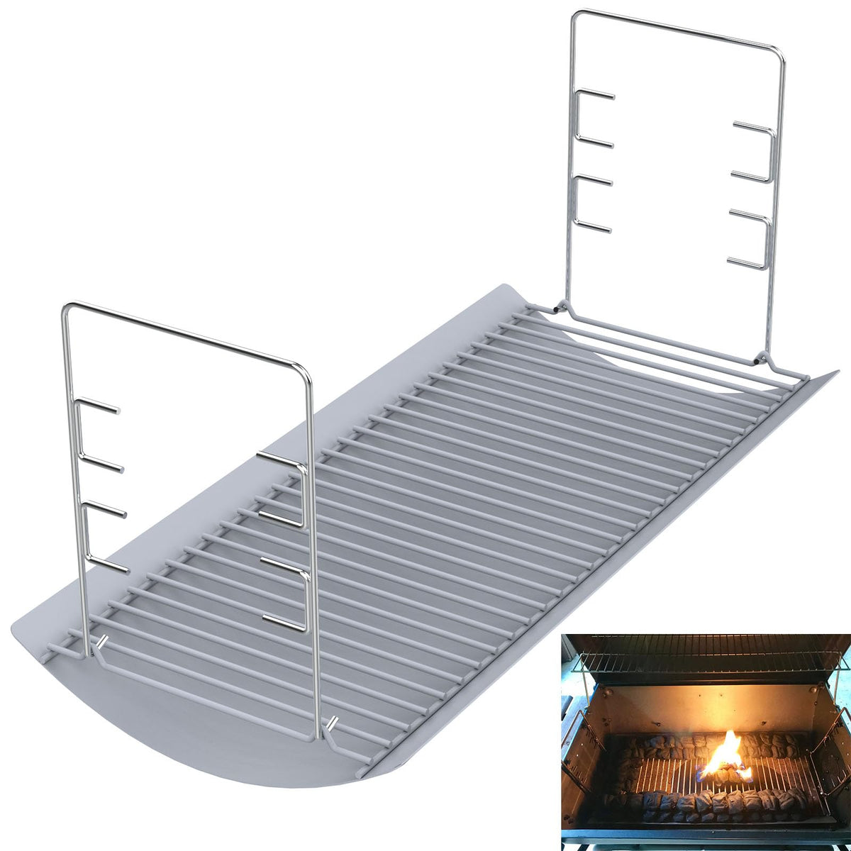 27 Inch Ash Pan Replacement with 2pcs Fire Grate Hangers D9421