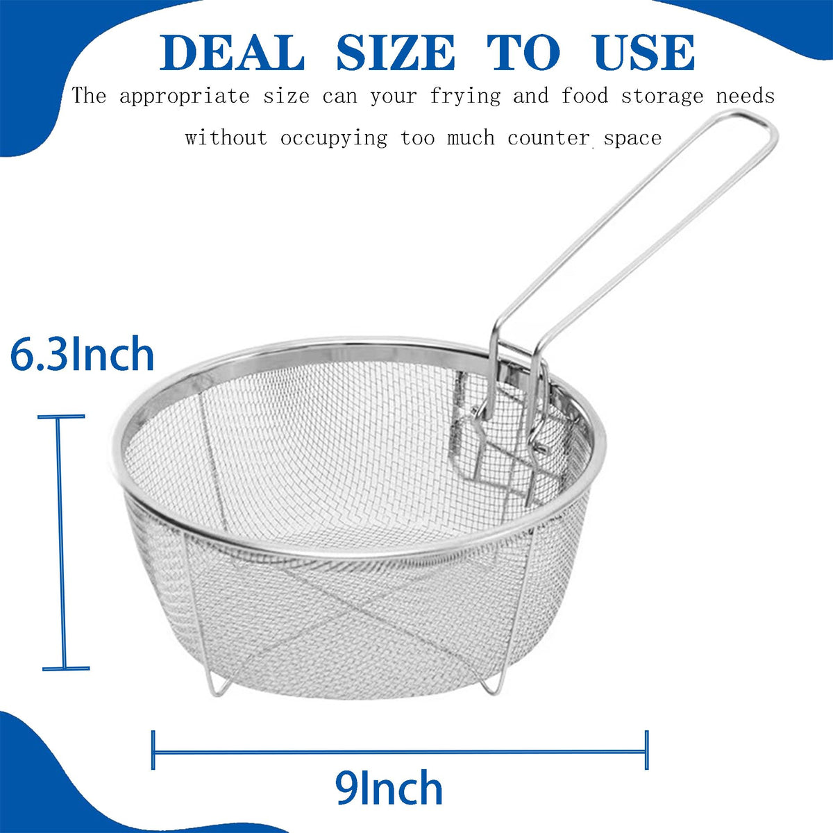9 Inch Stainless Steel Deep Fry Basket with Handle K902