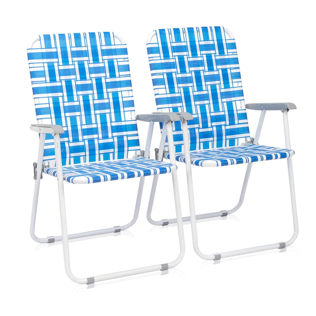 Set of 2 Blue Webbed Folding Lawn Chair A75303