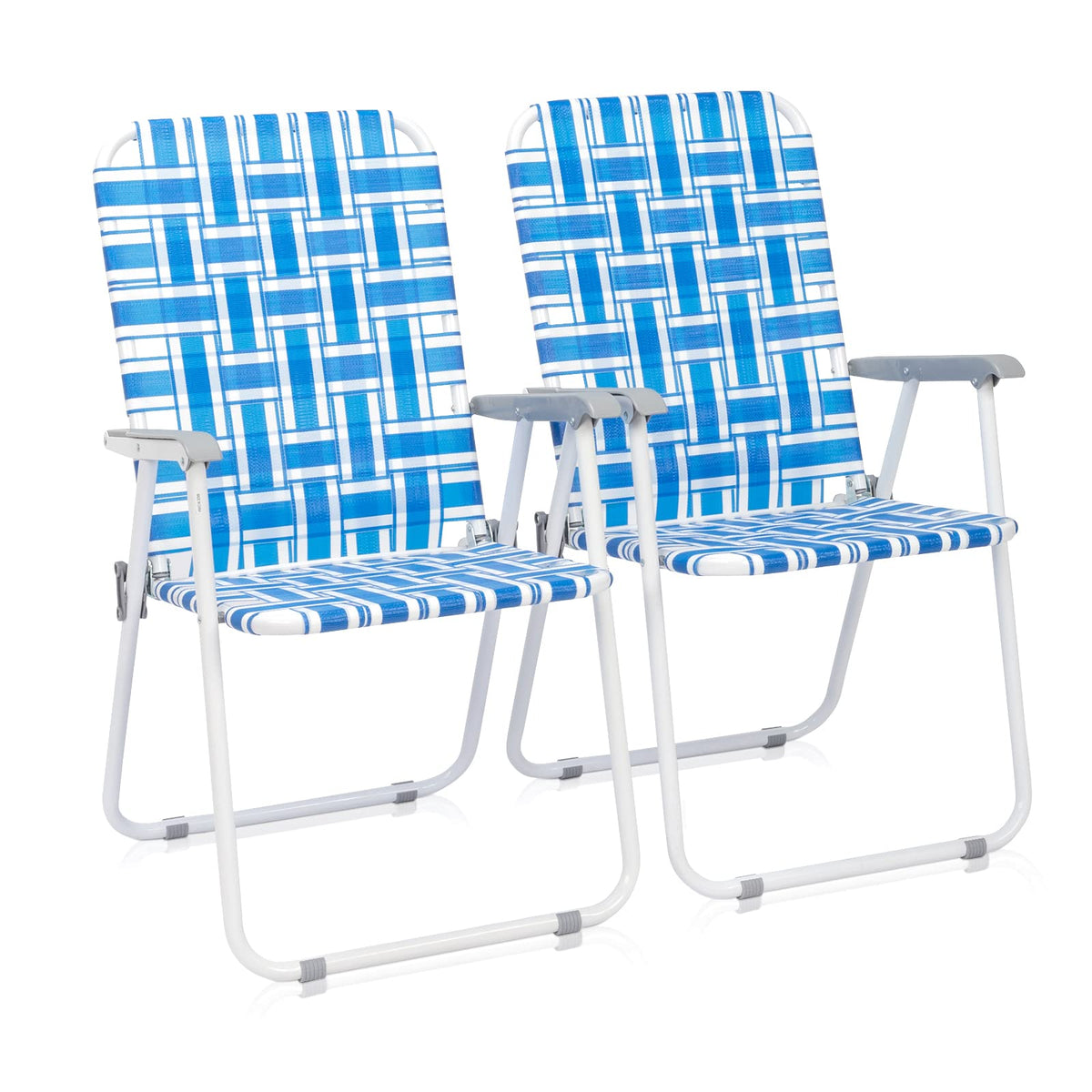 Set of 2 Blue Webbed Folding Lawn Chair A75303