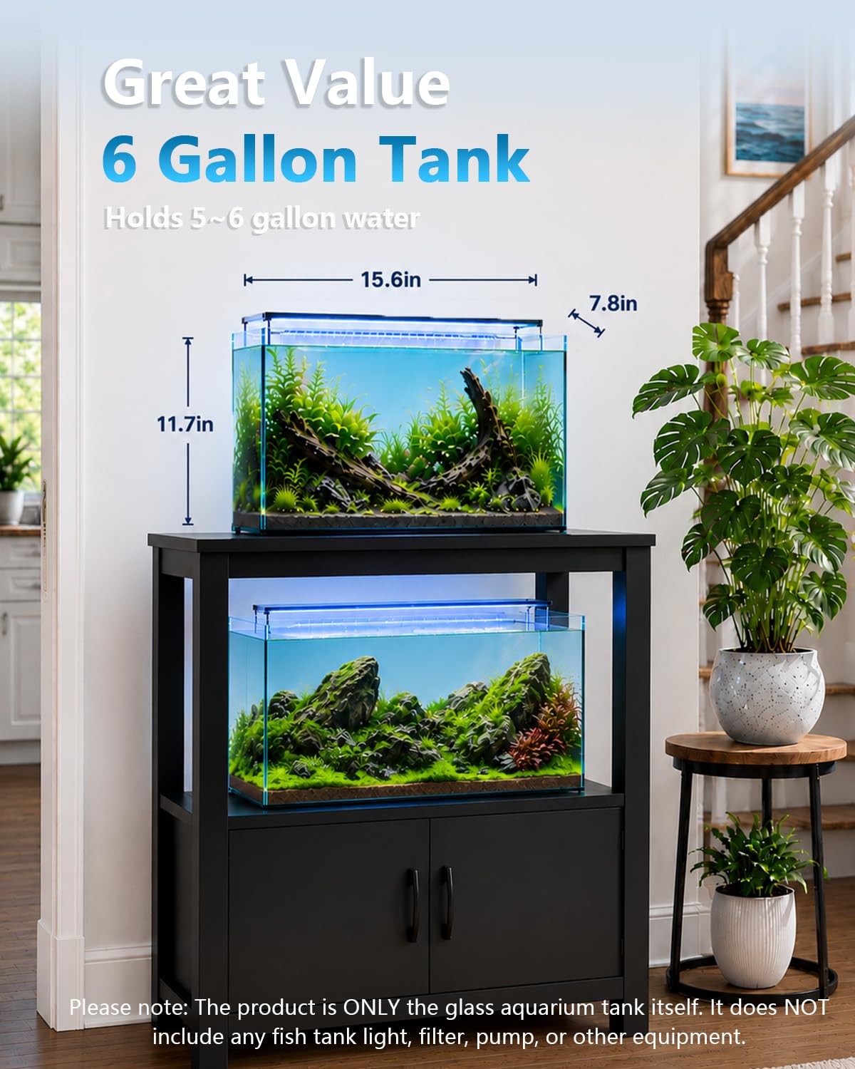 6 Gallon Glass Fish Tank Aquarium Y5568