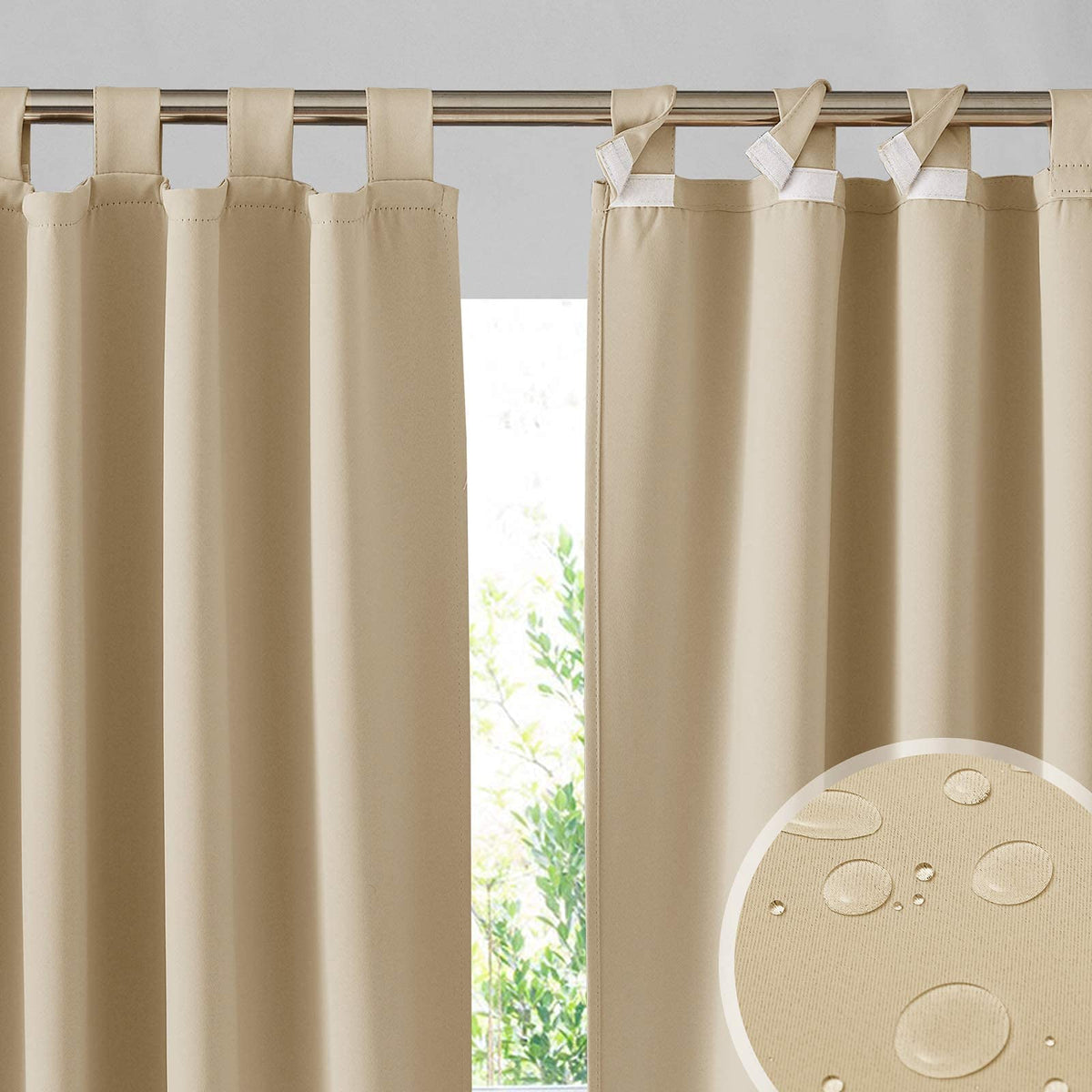 Waterproof Outdoor Curtains 2 Panels S207