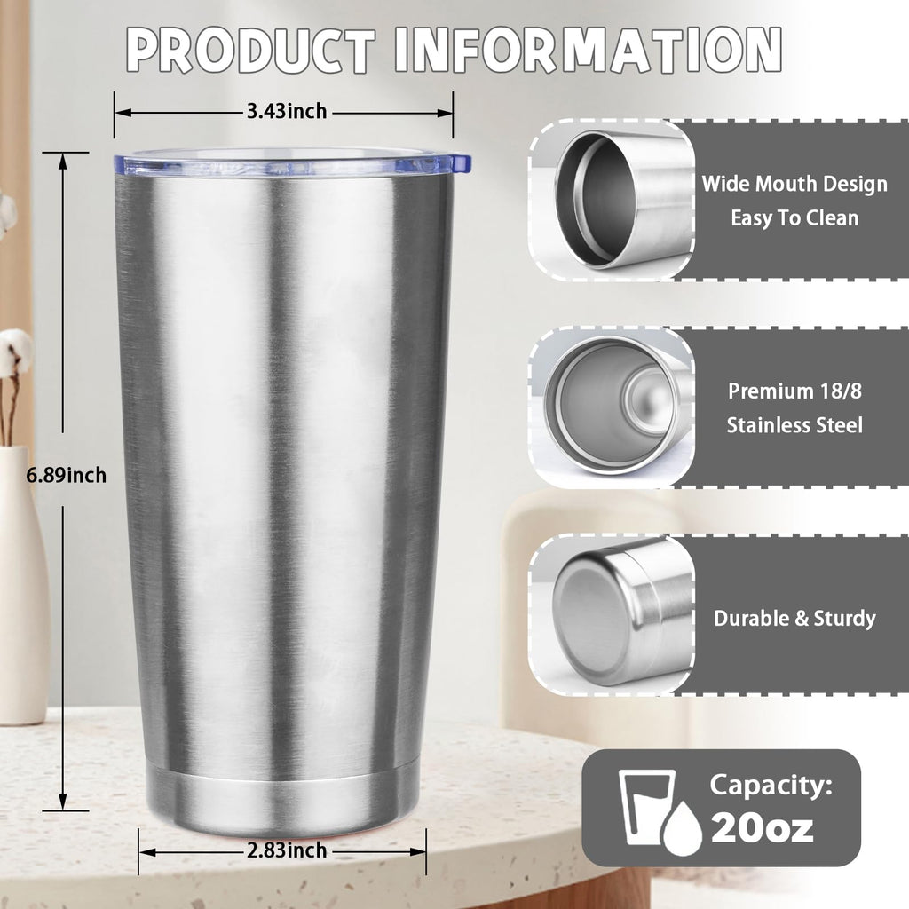 20 oz Stainless Steel Insulated Tumbler with Lids and Straws W899090