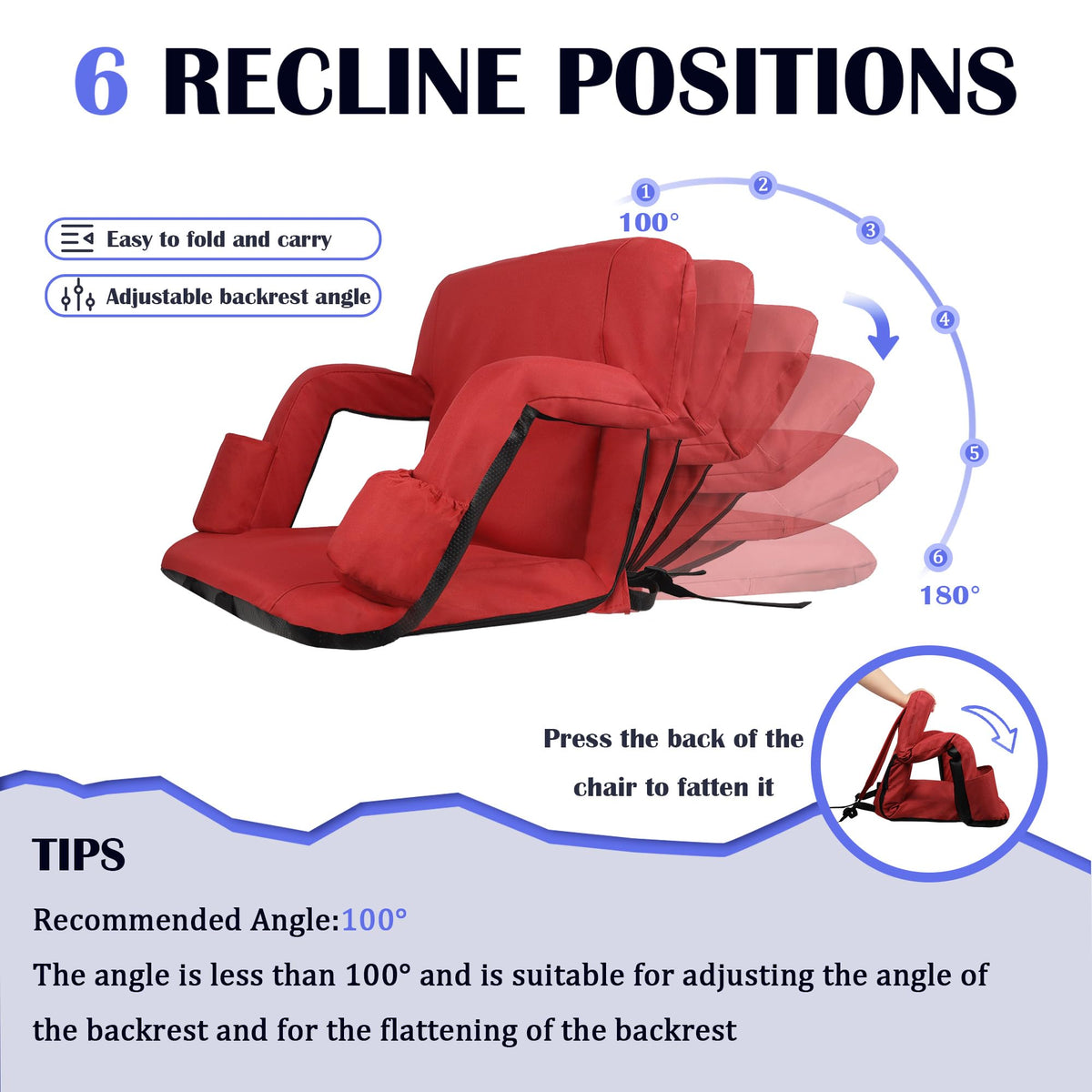 Reclining Bleacher Chair with Back Support Z926423