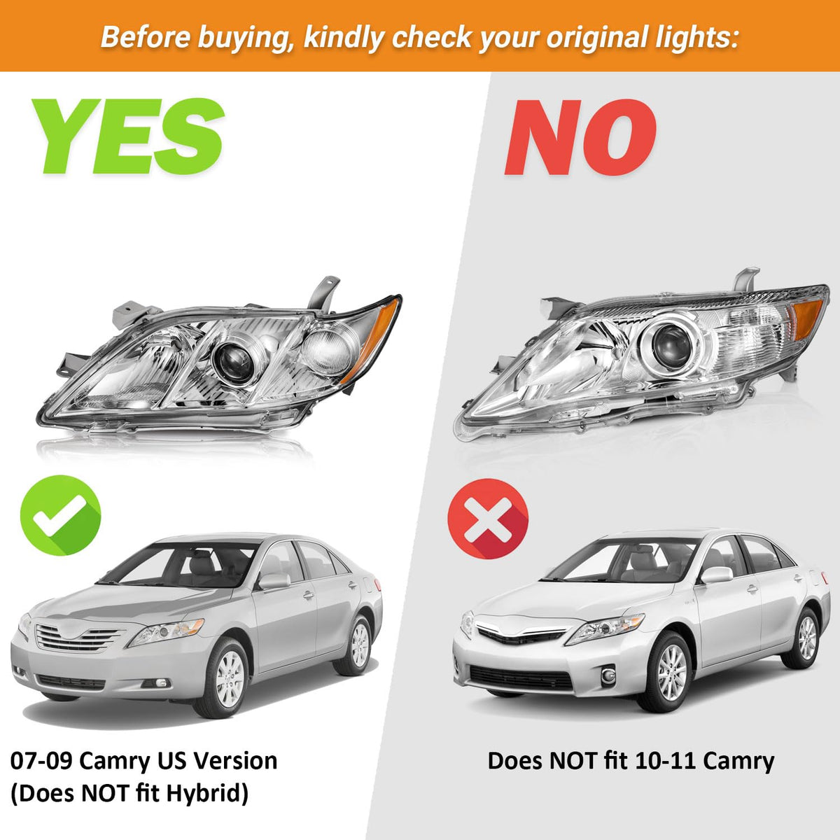 Anti-Fogging Headlights Assembly for Toyota Camry I1129